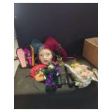 Carnival Masks, Jester Figurines, Hand Bell, and Voodoo Doll Box Set