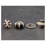 Four-Piece Assorted Gemstone and Pave Ring Set