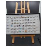 Assorted Fashion Rings Display Tray Featuring Clear and Colored Stones Sizes 6 and 7