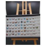 Assorted Fashion Rings in Display Case