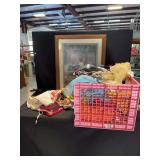 Framed Print and Textile Assortment in Pink Crate