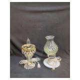 Set of Two Glass Electric Accent Lamps