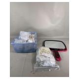 Costume Jewelry Assortment with Hand Mirrors and Plastic Bin