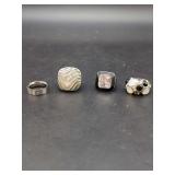 Assorted Rings with Various Gemstones and Enamel Work Set of Four