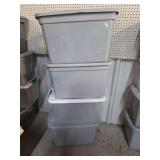 Set of Four Stackable Plastic Storage Bins with Lids