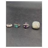 Assorted Fashion Rings Set Featuring Colored Stones and Pavé Accents