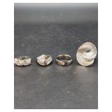 Assorted Sterling Silver Rings Set with Clear Gemstones