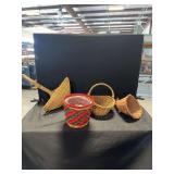 Wicker Basket Assortment with Handle, Cornucopia, and Holiday Decor