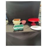 Ceramic and Metal Serving Pieces and Planters