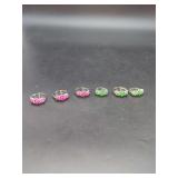 Group of Six Gemstone Cluster Rings in Various Colors