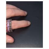 Six-Piece Stackable Eternity Ring Set with Colored Gemstones and Metal Bands