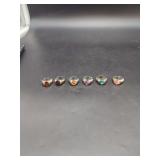 Six-Piece Multi-Color Stone Ring Set with Cable Bands