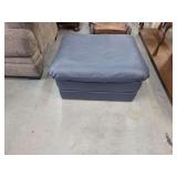 Blue Faux Leather Upholstered Ottoman