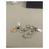 Stainless Steel Ring Assortment with Various Gemstone Accents