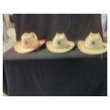 Set of Three Straw Western Hats with Sheriff Star Emblems