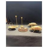 Assorted Brass Decor and Cast Iron Item