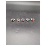 Five Piece Multi-Color Faceted Stone and Twisted Metal Ring Set