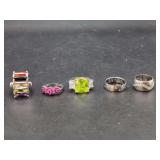 Five-Piece Assorted Gemstone and Diamond Accent Ring Set