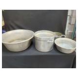 Set of Four Aluminum Kitchen Cookware Vessels