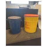 Two Metal Storage Containers Including H.H. Meyer Packing Co. Part-Pure Lard Tin