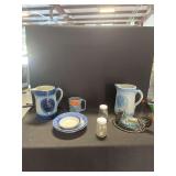 Ceramic Pitchers, Plates, Shakers, and Covered Dish Grouping