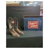 Tony Lama Men Western Boots Chocolate Taurus Shoulder Black Ol Buck Size 8D in Box