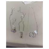 Three Metal Necklaces with Gemstone Pendants