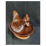 Ceramic Brown Hen on Nest Casserole Dish