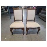 Pair of Upholstered Wooden Dining Chairs with Cabriole Legs