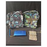Belvah Quilted Paisley Handbags Blue Wallet and Zebra Print Crossbody Pouch
