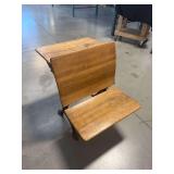 Cast Iron and Wood School Desk and Chair Combination
