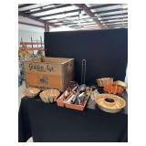 Golden Age Beverages Wooden Crate and Kitchen Utensils with Metal Molds