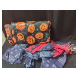 Textile Bundle Featuring Halloween Print Fabric, Bandanas, and Texas Boot Coaster Holder