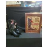 Los Altos Women's Black Deer Print Western Boots Size 7 M with Box