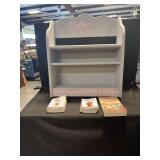 Custom Painted Wooden Display Shelf and Reference Books