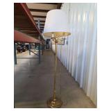 Brass Floor Lamp with Pleated White Shade