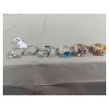 Size 9 Ring Array with Mixed Gemstone Accents