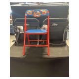Disney Character Metal Folding Chair with Red Frame and Blue Seat