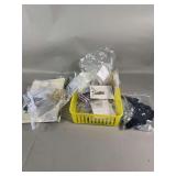 Costume Jewelry Assortment in Bags and Yellow Basket