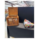 Wooden Storage Box and Folded Quilt
