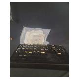 Assorted Roman Numeral Rings Display Tray with Accompanying Bagged Hair Ornaments