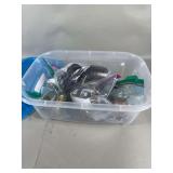 Storage Bin with Mixed Metal Bracelets and Cuffs