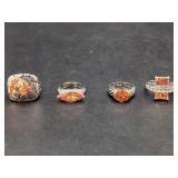 Assorted Orange Gemstone Rings in Silver-Tone Settings