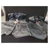 Navarre Leather Company Black Leather Vests Size XL and Medium