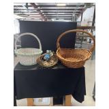 Three Woven Baskets and Cloth Doll