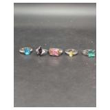 Multi-Colored Stone Ring Assortment