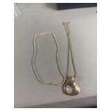 Gold Tone Simulated Diamond Tennis Necklace and Open Heart Pendant Necklace