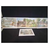 Currier and Ives Lithograph Prints Set of Six
