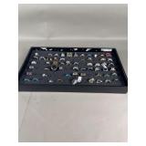 Assorted Ring Display Tray with Multiple Stone Settings and Metal Finishes