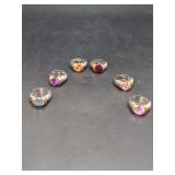 Two-Tone Sterling Silver and Gold Accent Rings with Faceted Gemstones